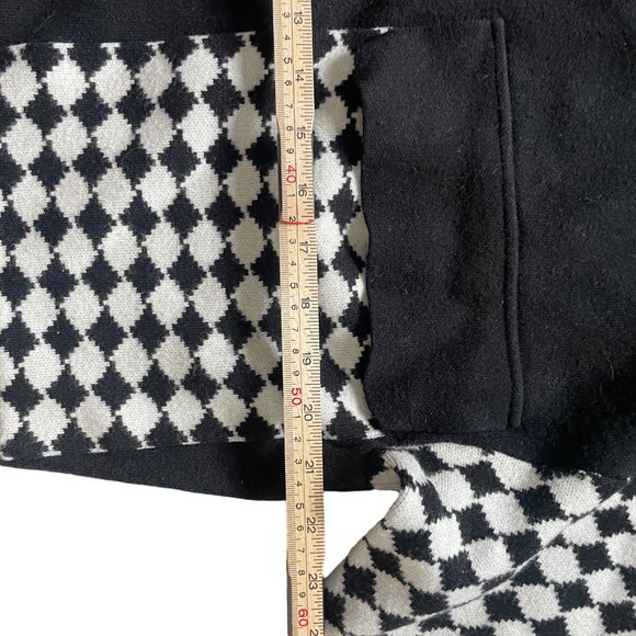 More In Love Womens Black & White Checkered Sleeve Zip-Up Sweatshirt Jacket S - Picture 4 of 7